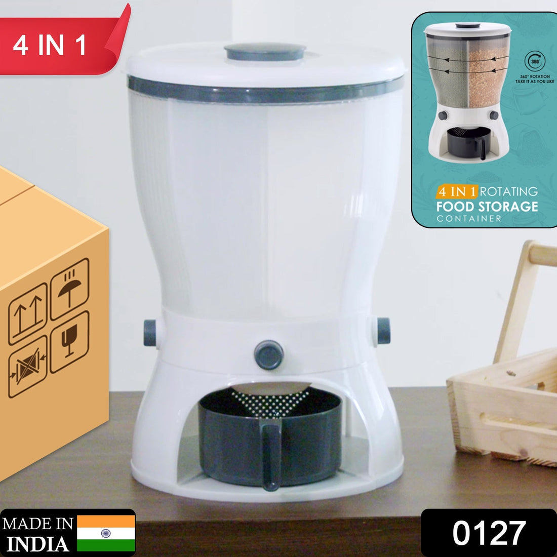 4-in-1 10L Rice & Grain Storage Dispenser