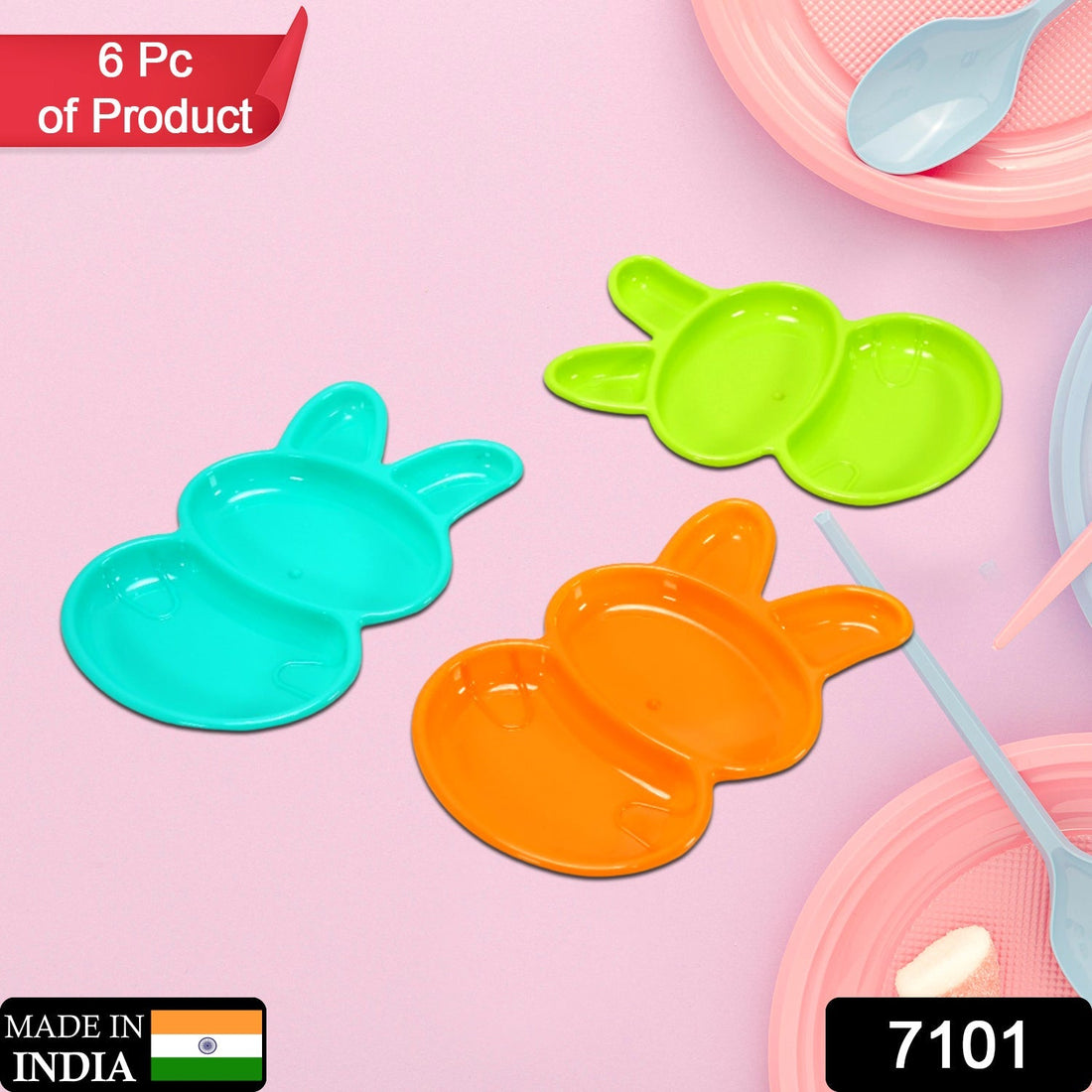 6-Piece Rabbit Shape Dish Set for Kids (Multicolor)