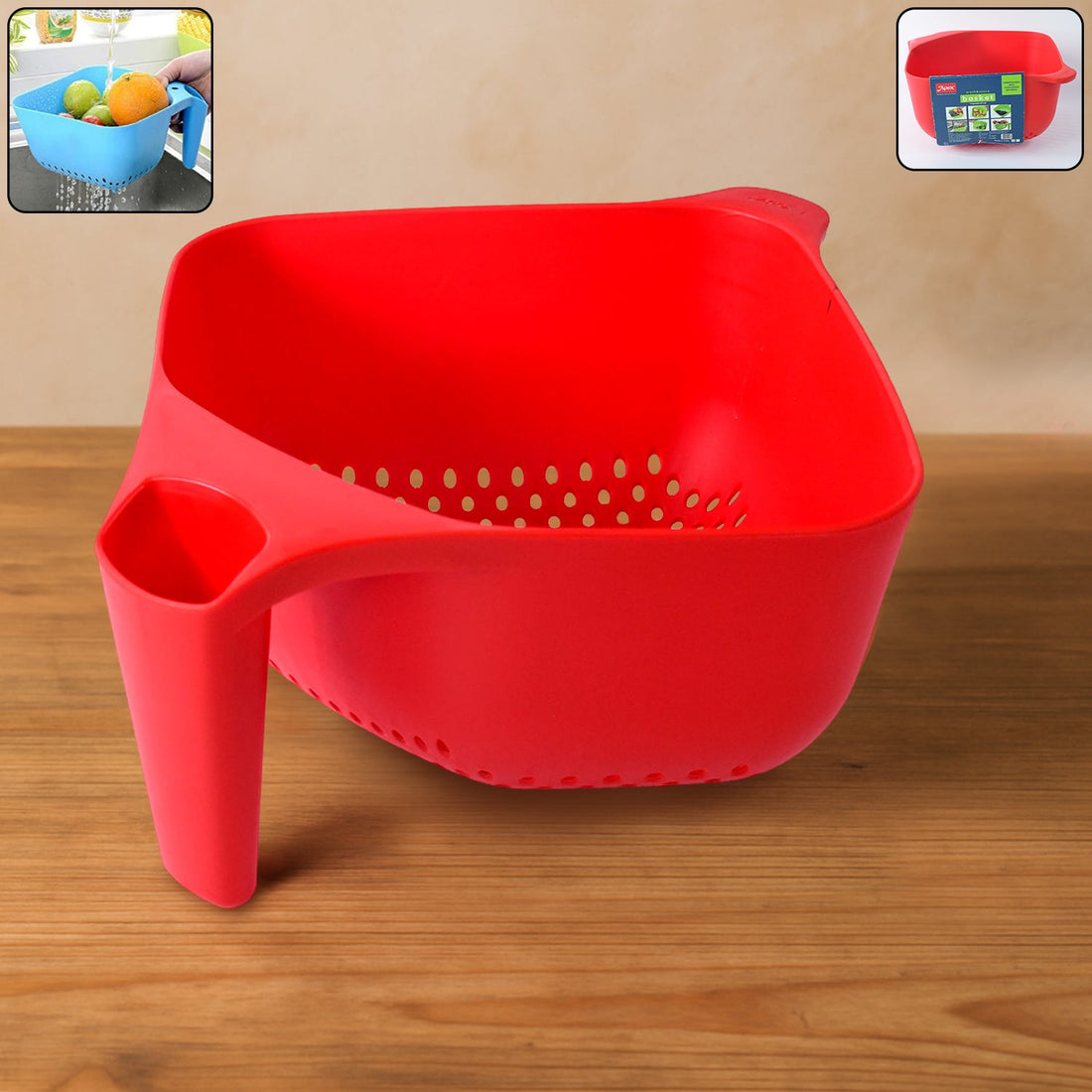 Apex Multi-Functional Plastic Strainer Bowl with Ergonomic Handle (1 Pc)