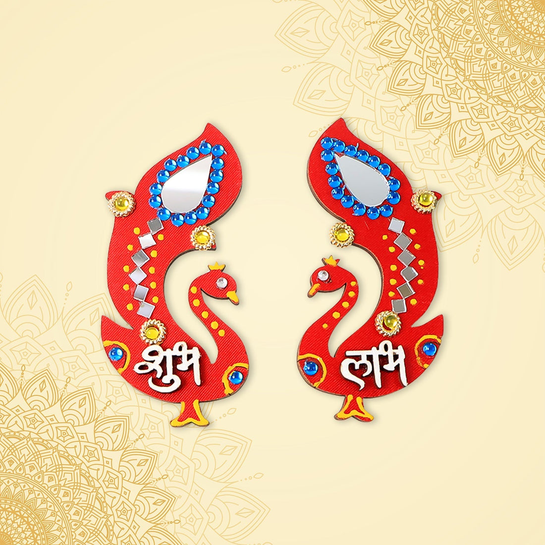 Decorative Wooden Shubh Labh Wall Hanging (2 Pc)