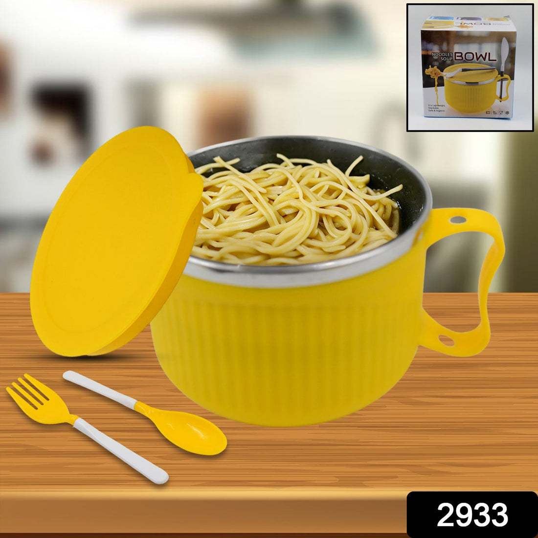 Safe Double-Layer Maggie Bowl with Lid & Handle – Versatile Bowl for Cereals, Fruits, Ramen & More