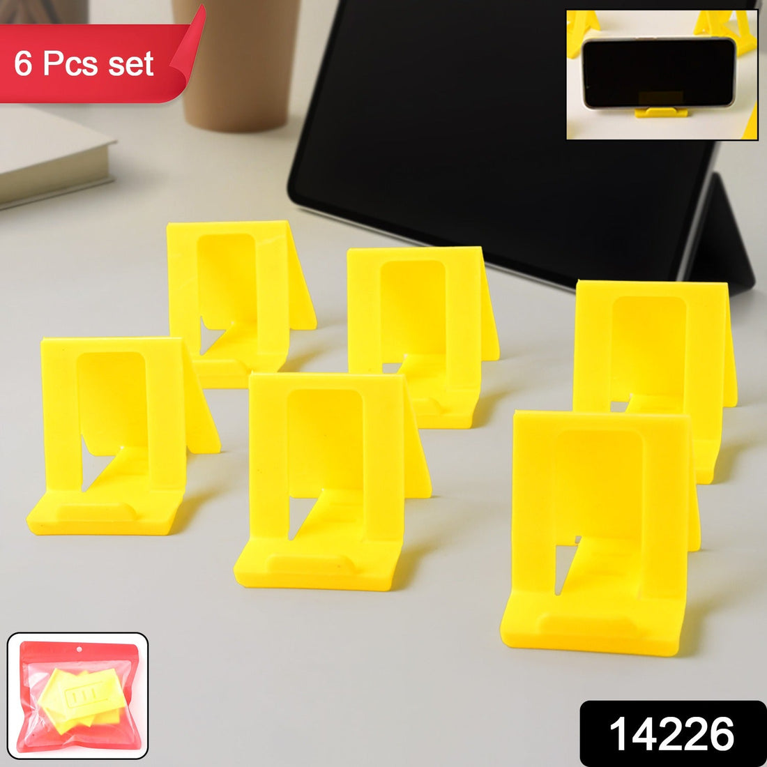 Adjustable Foldable Plastic Mobile Phone Stand (6 Pc / Mix Color)