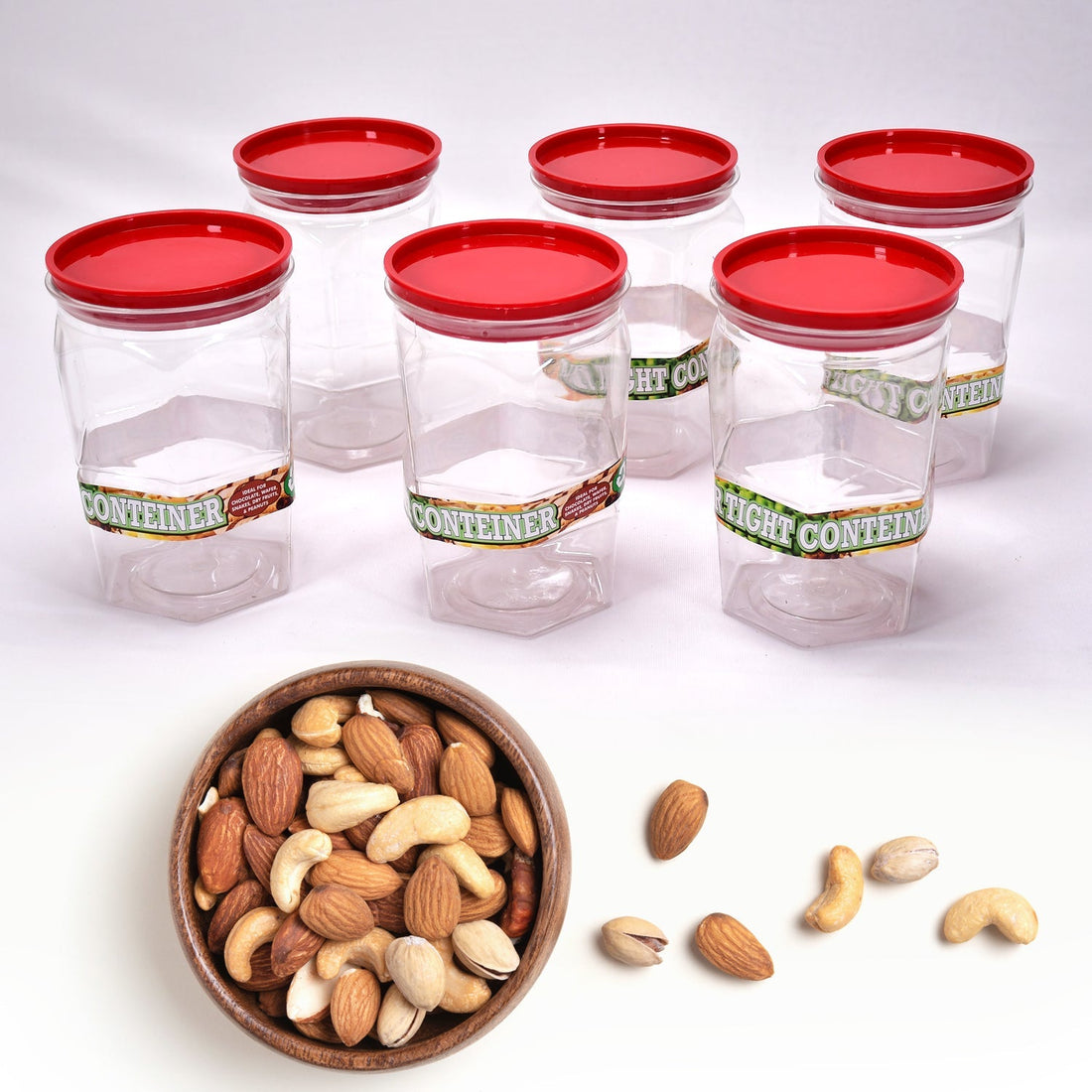 Air Tight Kitchen Storage Container for Rice | Dal | Atta, BPA-Free, Flour | Cereals | Snacks | Stackable | Modular, Round. (Approx - 1100Ml, Set of 6pcs)