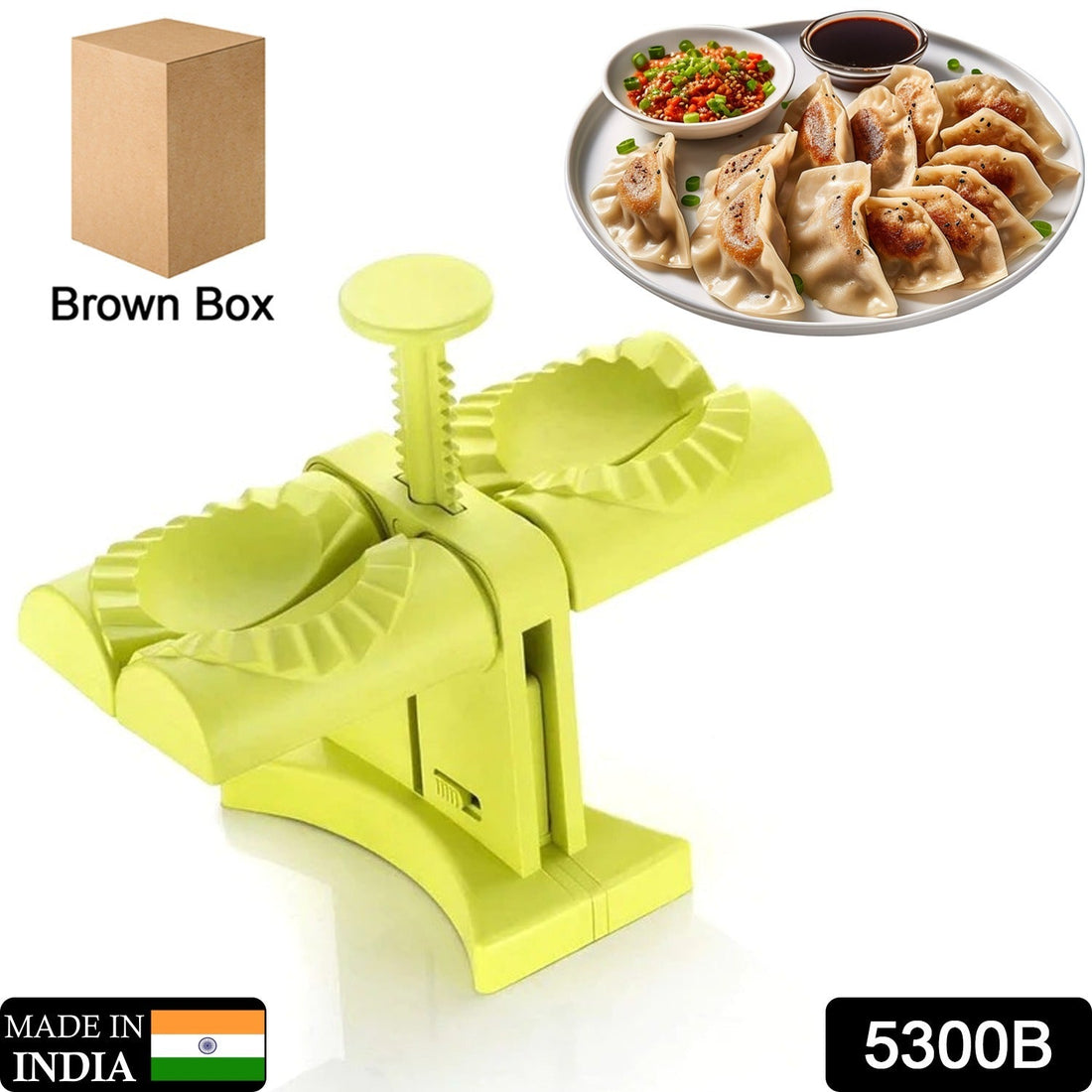 Double-Head Dumpling Maker Mold – Press Two Dumplings at Once (Brown Box)
