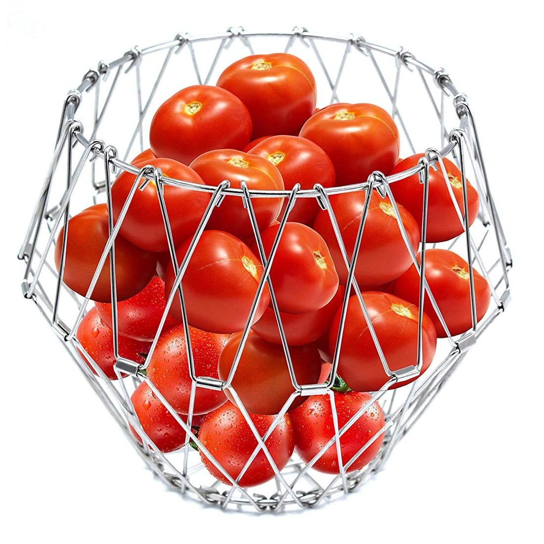 Multipurpose Fruit Basket Stainless Steel Wire Bowl Foldable Basket for Vegetable  /  Fruits  /  Dining