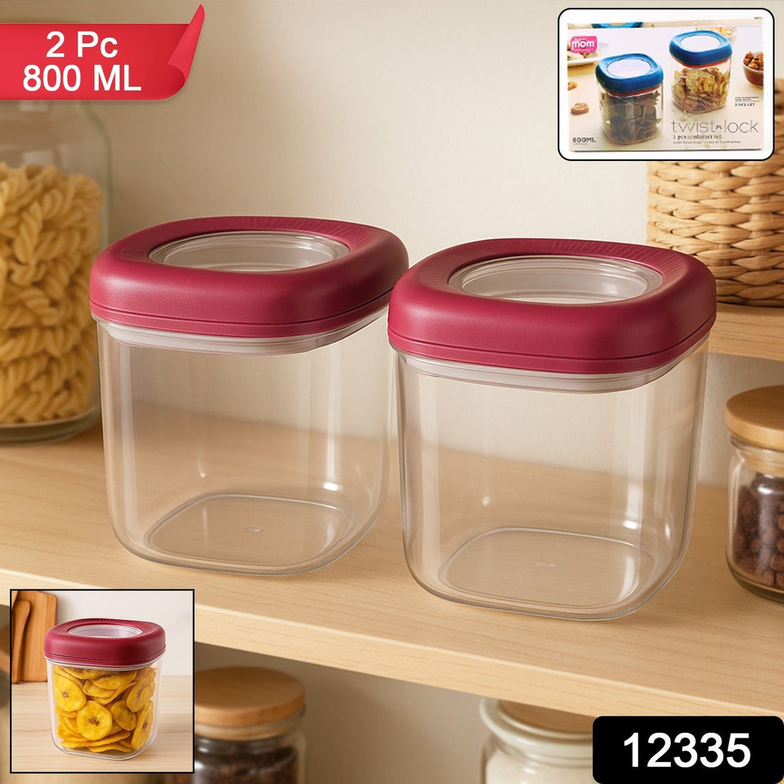 Supermom Transparent Twist Lock Kitchen Storage Container Set (Approx 800ML & 2Pc)