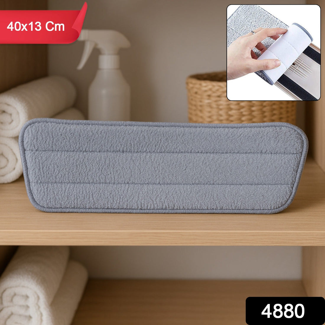 High-Quality 40x13 cm Reusable Flat Mop Microfiber Cleaning Pad Refill (1 Pc)