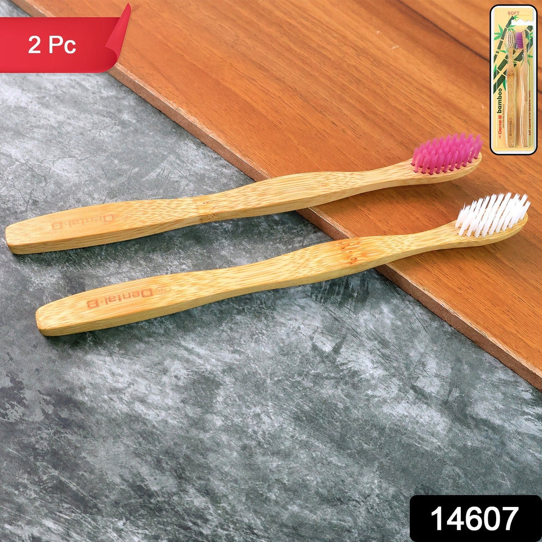 Eco-Friendly Natural Bamboo Toothbrush with Medium Bristles (2 Pc)