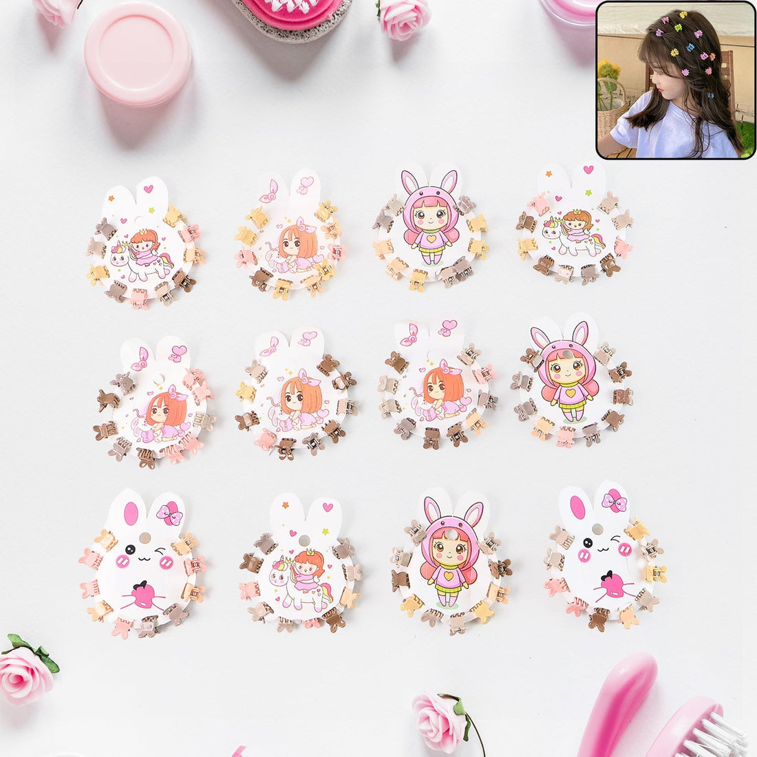 Mini Claw Hair Clips Set for Girls (12 Pkt / 1 Set)