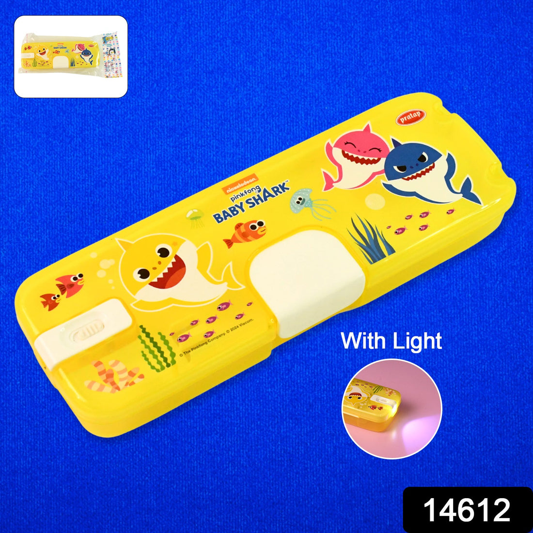Plastic Pencil Box with LED Light & Cartoon Print (1 Pc)