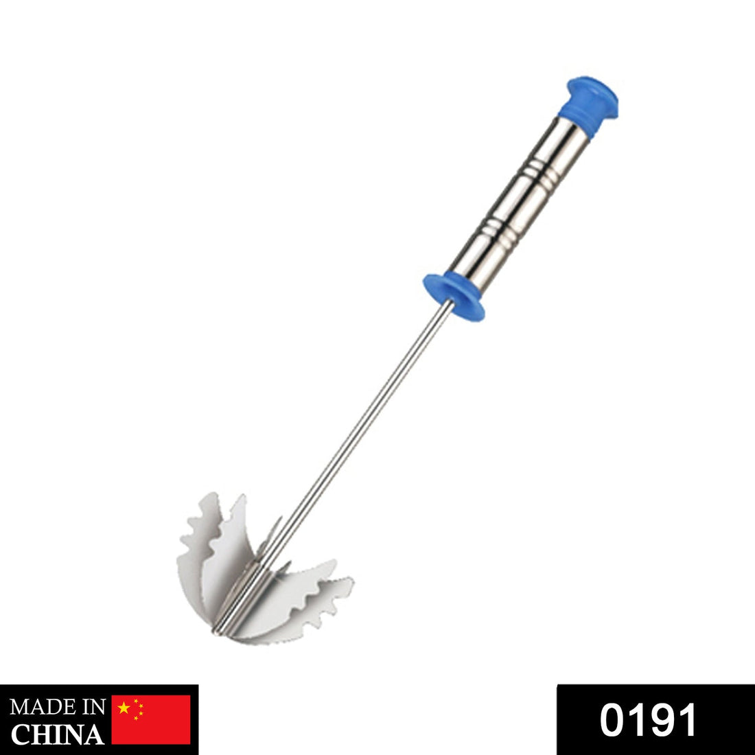 Stainless steel hand blender for mixing eggs, lassi, and buttermilk.