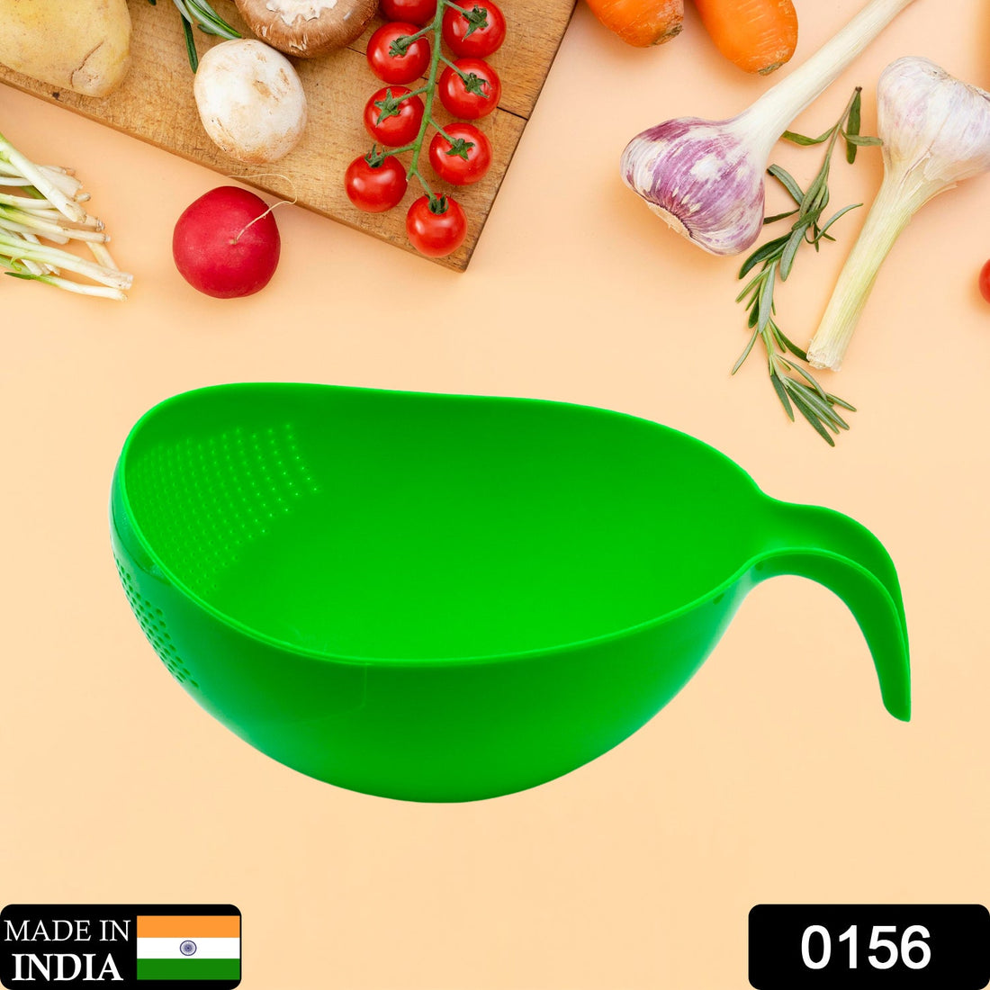 Thick drain basket rice bowl with handle, kitchen essential.
