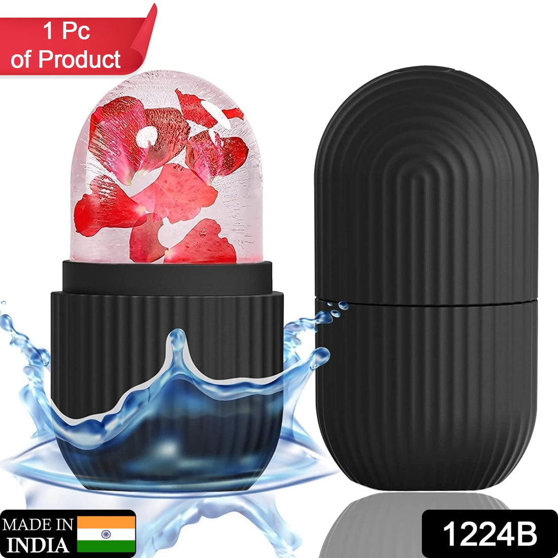 Face Ice Roller Massager for Swelling & Puffiness Reduction (Black)