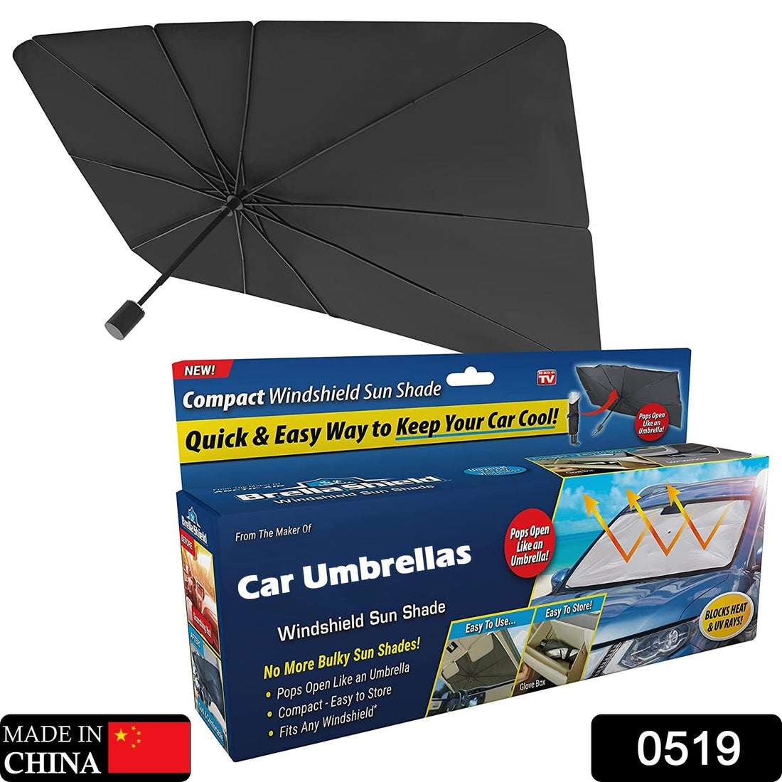 Foldable windshield sunshade umbrella for car