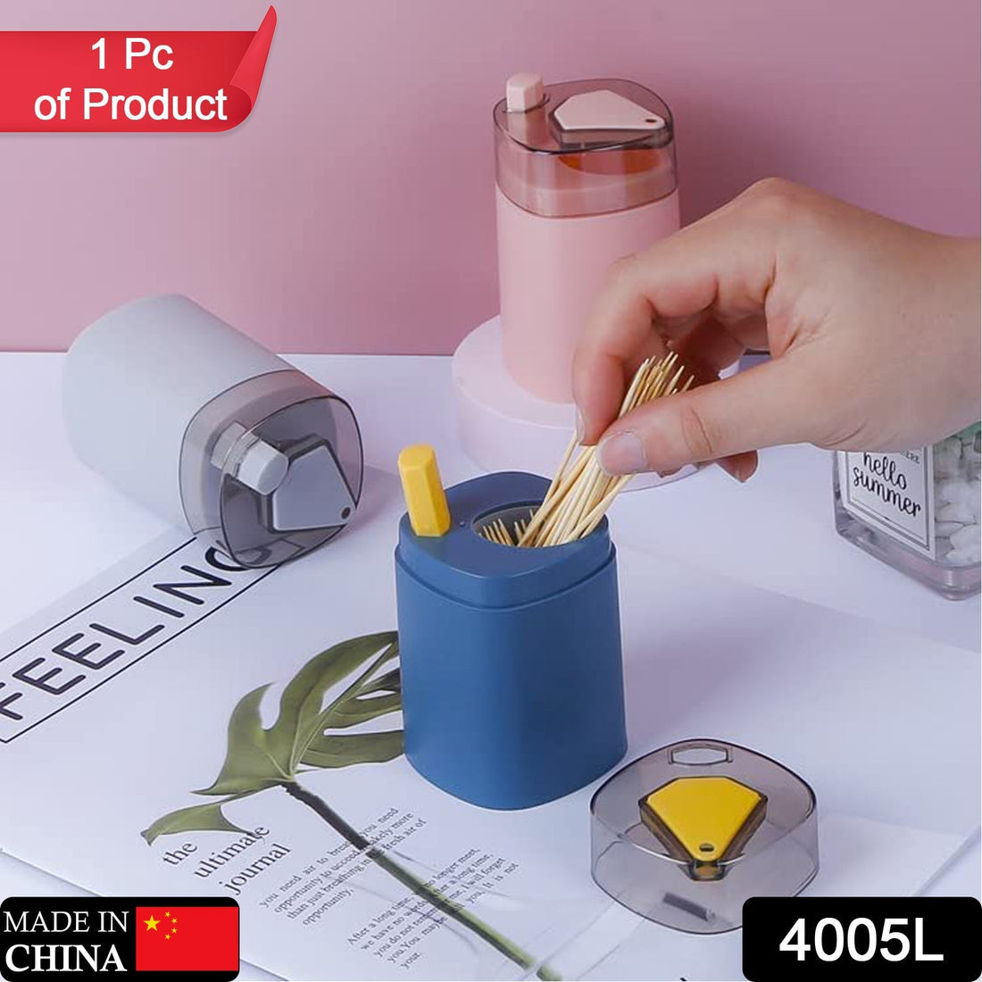 Automatic -up toothpick dispenser, thickening container for safe storage.