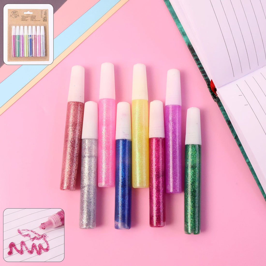DIY Multi-Color Glitter Craft Glue Pen Set (10ML / 8 Pc)