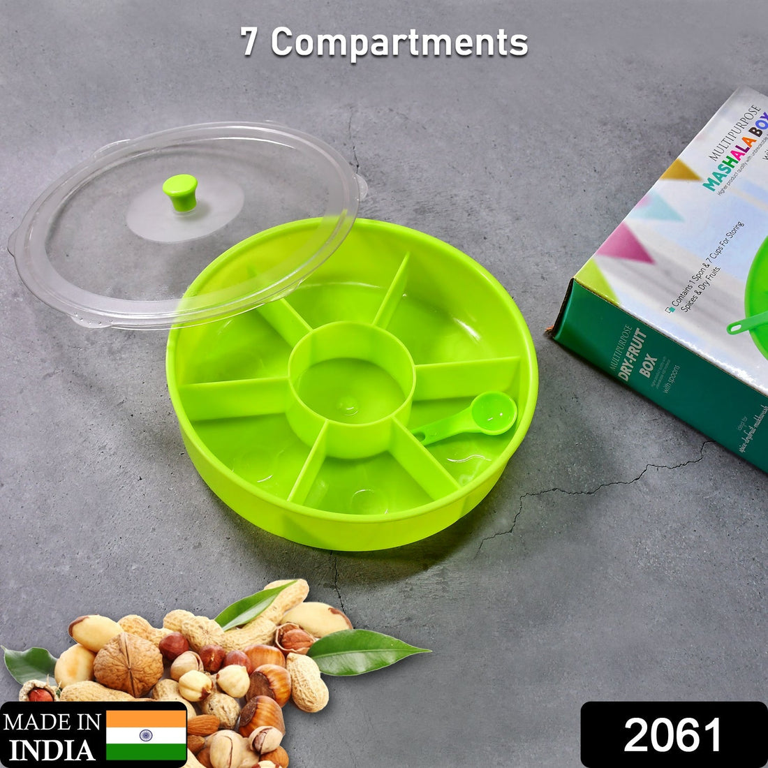 Storage box for dry-fruits and spices with a spoon