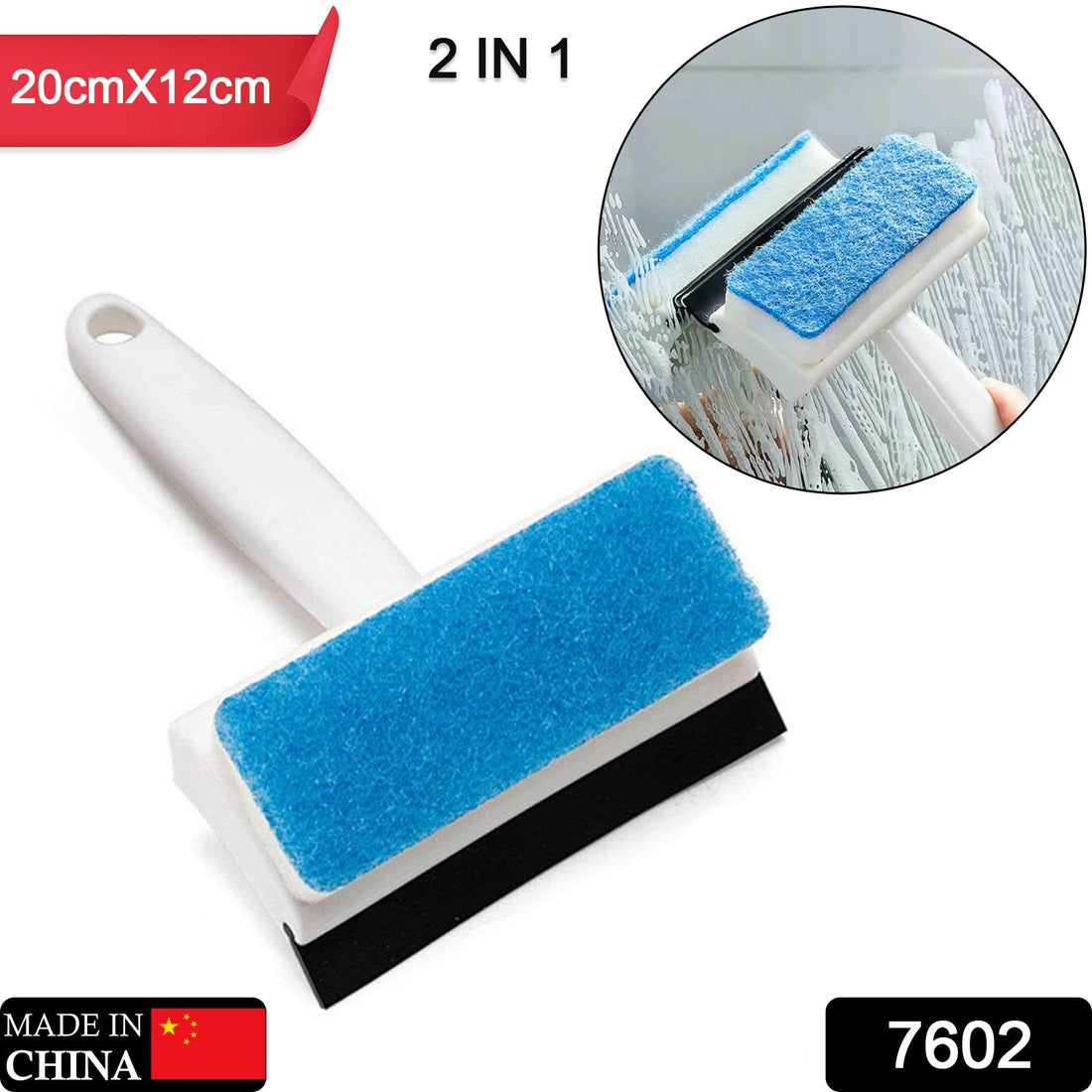 2-in-1 Glass Wiper & Brush – Double-Sided Cleaner for Mirrors, Tiles & Windows