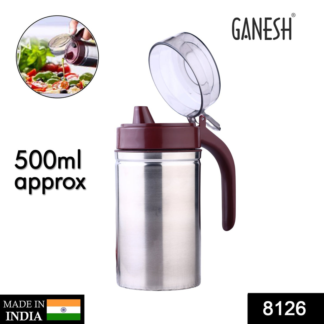 Stainless steel oil dispenser with small nozzle, 500ml