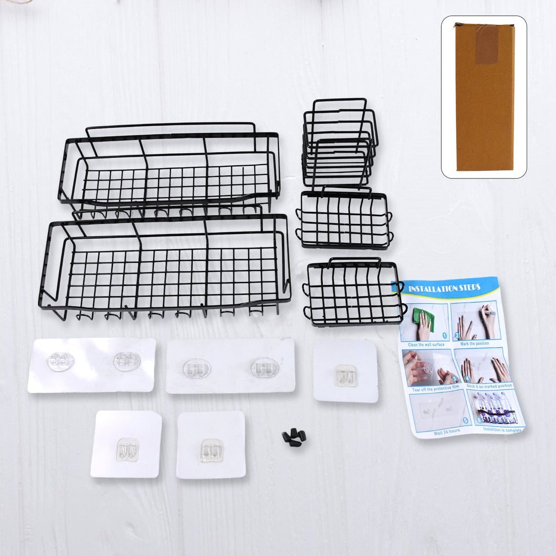 Metal Shower Basket / Canddy, for Bathroom Organiser (5 Pc Combo)