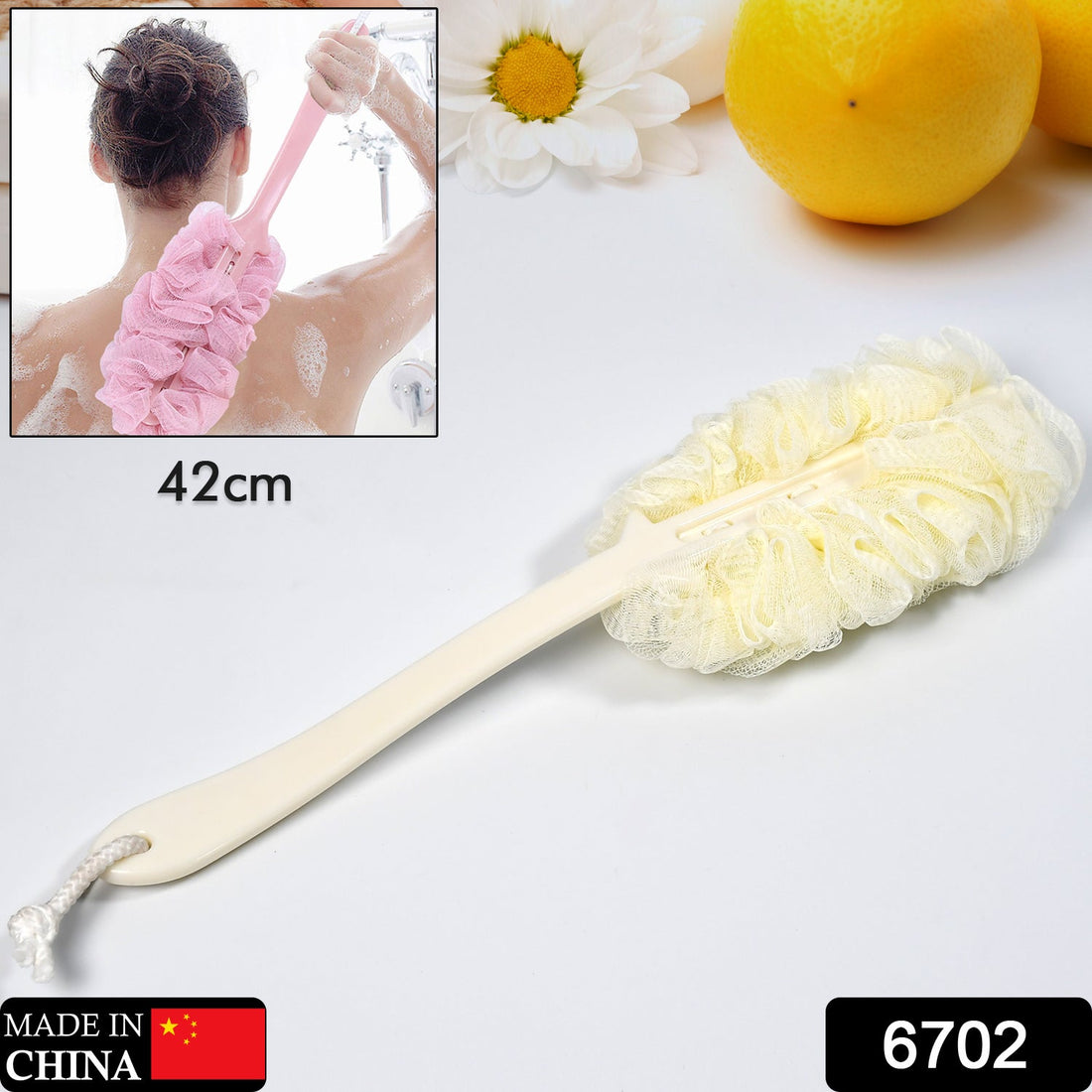 Loofah Back Scrubber for Shower, Long Handle Bath Sponge Shower Brush, Soft Nylon Mesh Back Cleaner Washer, Body Bath Brush for Women and Men, Bathroom Shower Accessories