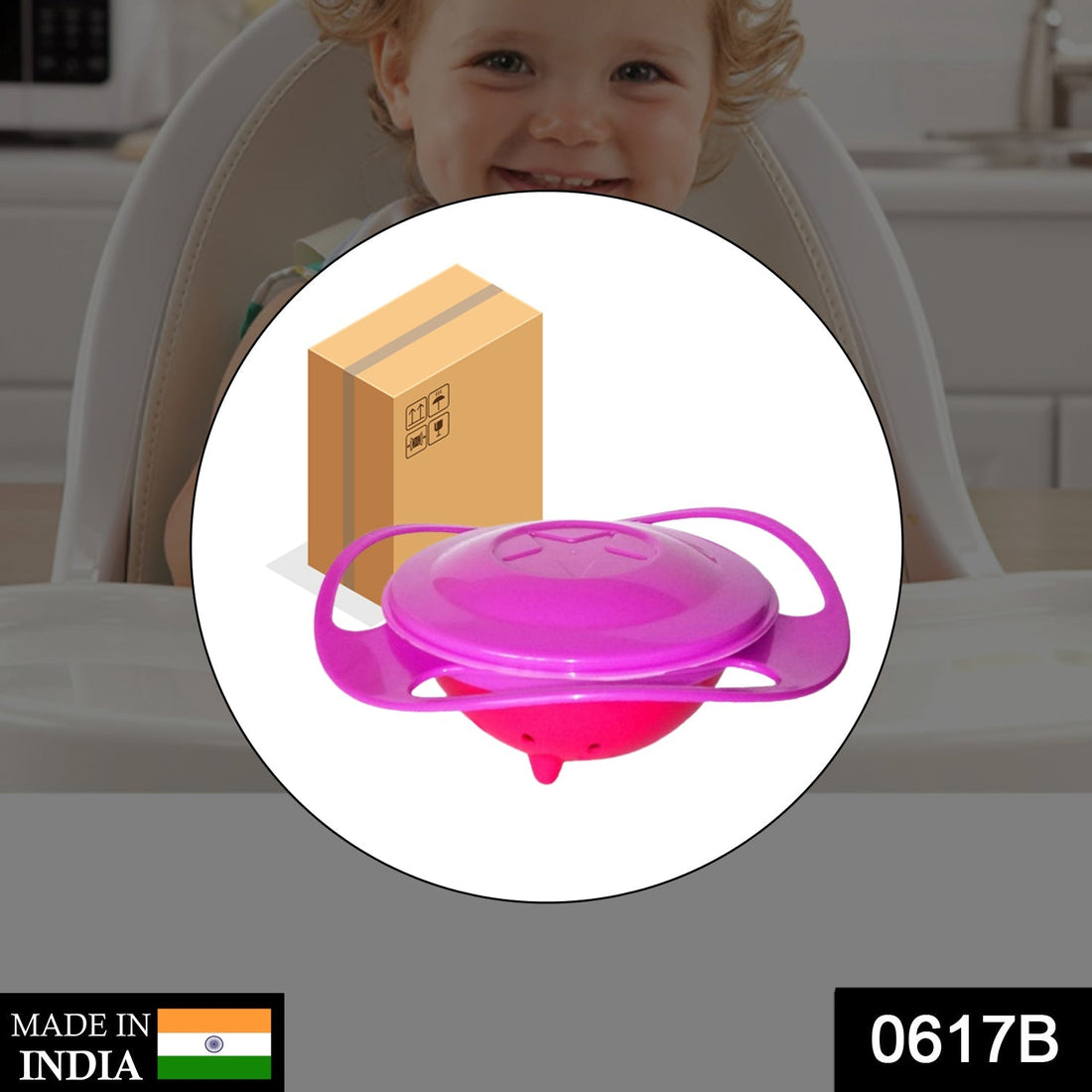 Rotating baby bowl for easy serving of food to toddlers, reducing spills.