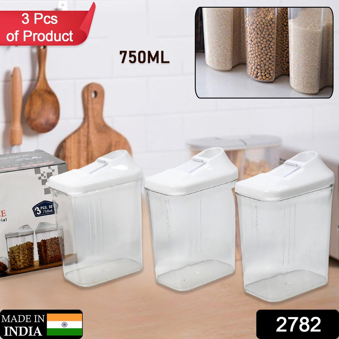Set of 3 transparent storage jars