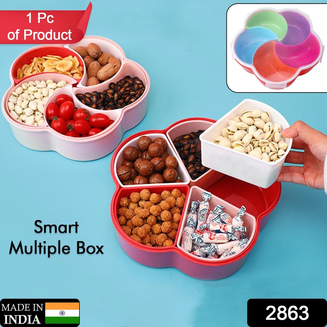 Nuts and candy storage box with 5 sections