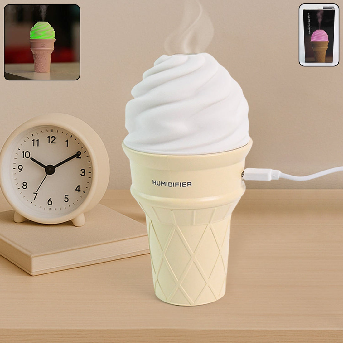 Ice Cream Cone Shape Air Freshener Humidifier (1Pc / Cream Color)