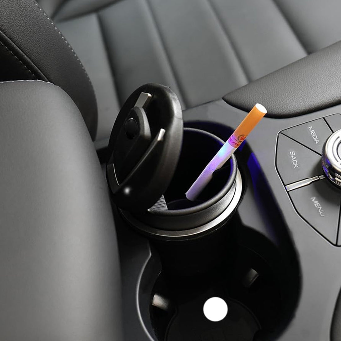Portable Car Ashtray with Lid and Blue LED Light (1 Pc)