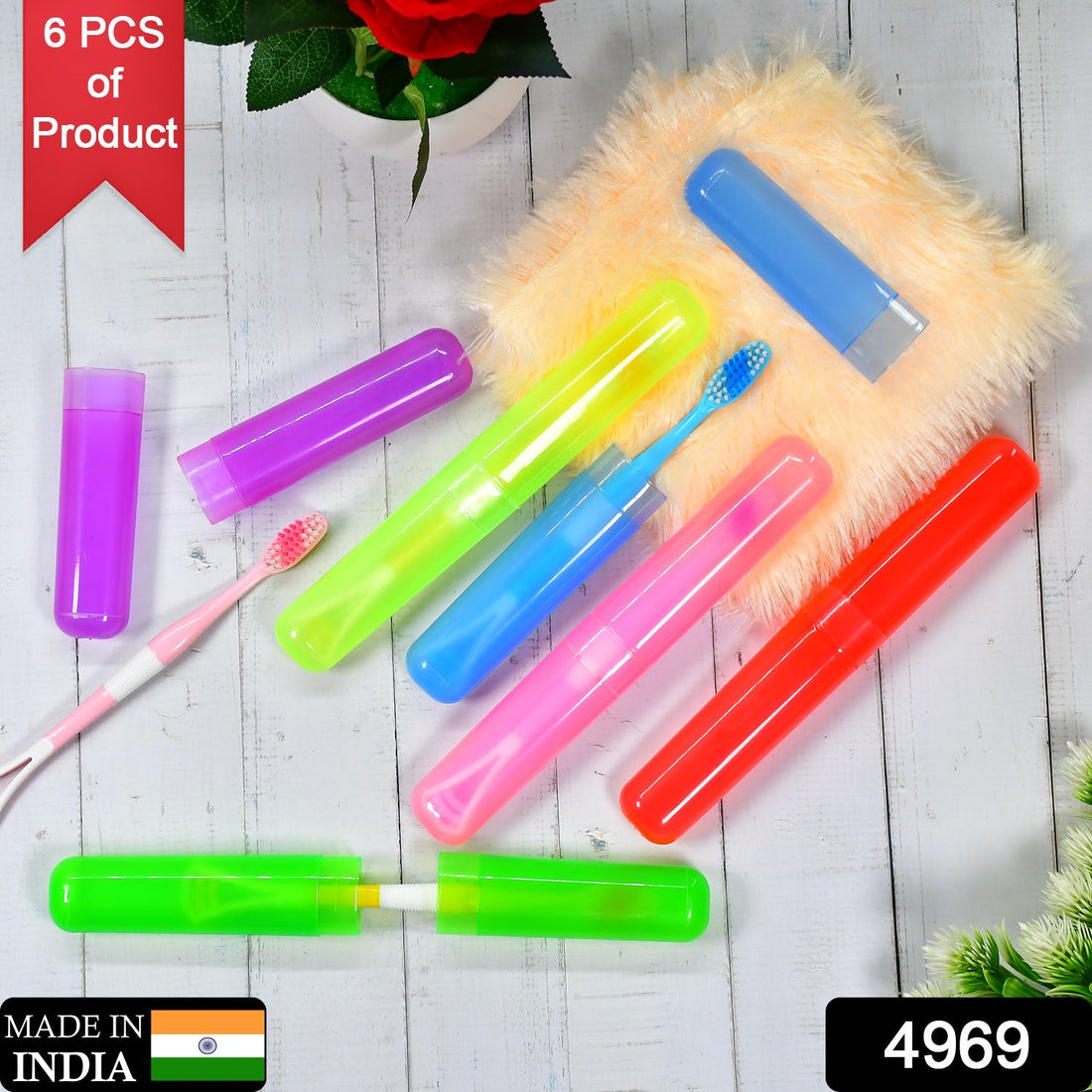 Toothbrush travel covers, 6-piece anti-bacterial set