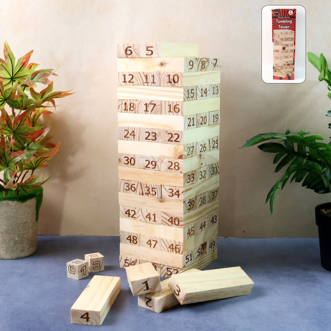 Numbered Wooden Tumbling Tower Game Set