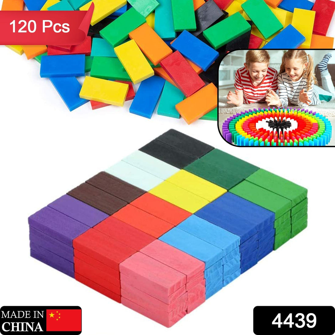 Wooden domino blocks in mixed colors