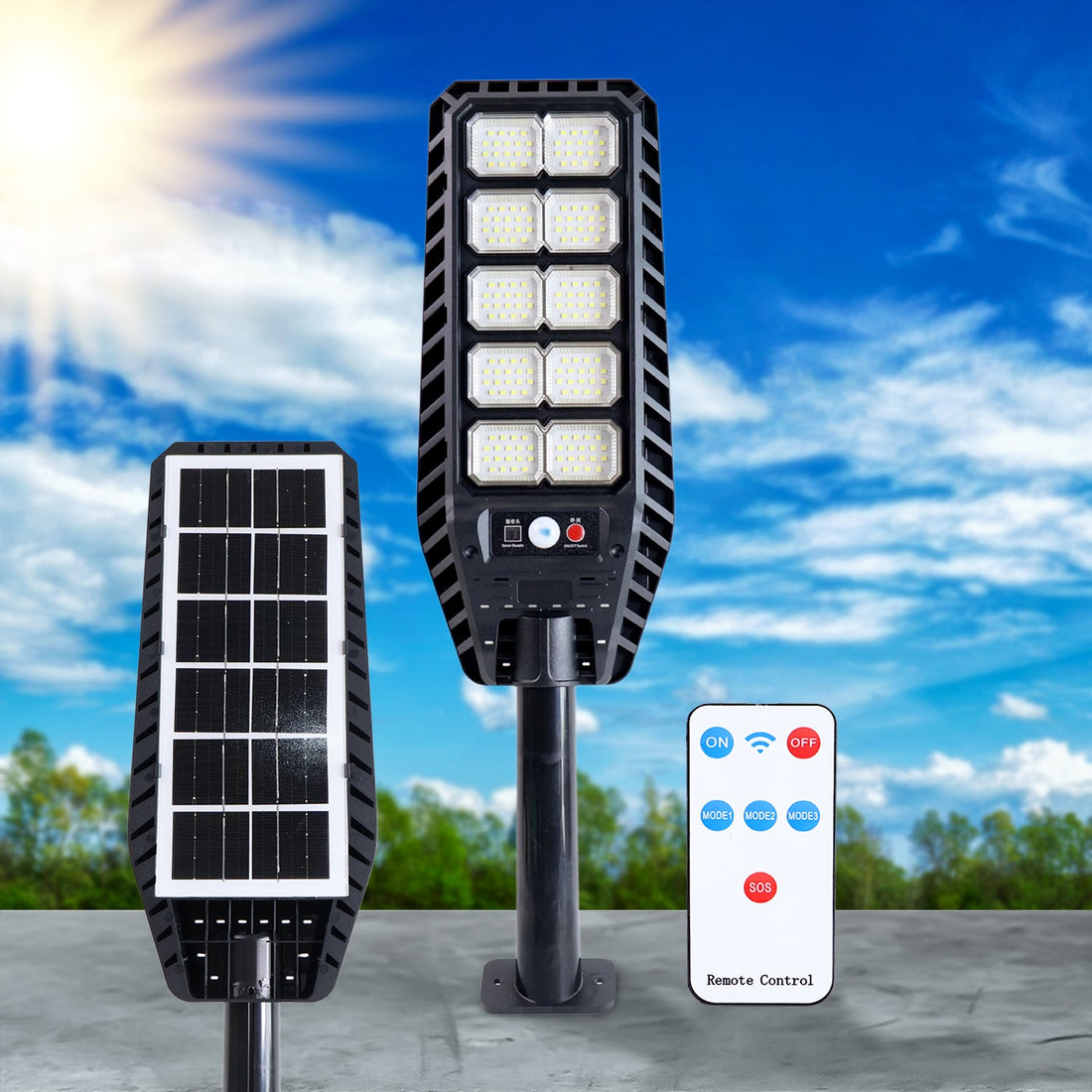 High-Powered Solar LED Street Light with Motion Sensor & Remote Control