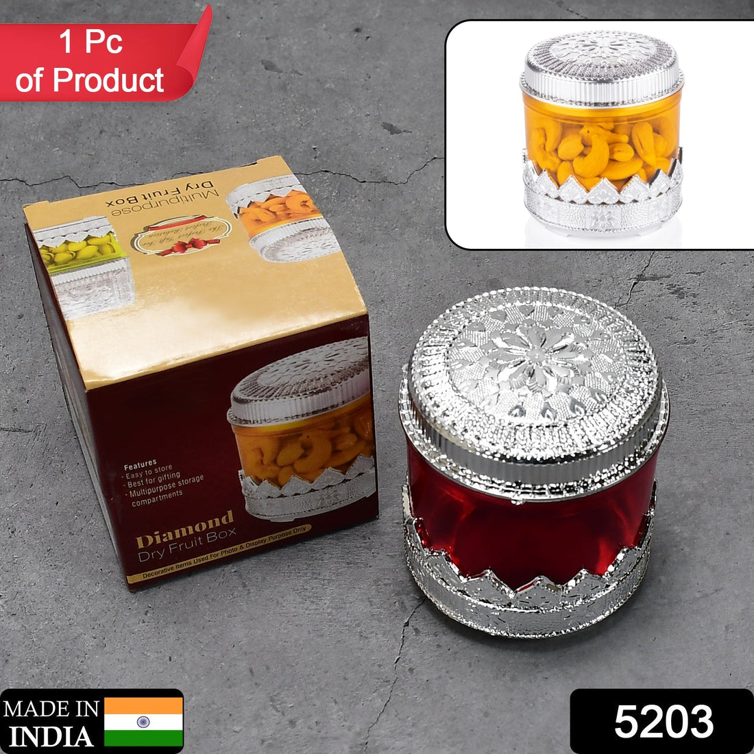 Diamond design dry fruit container, clear view