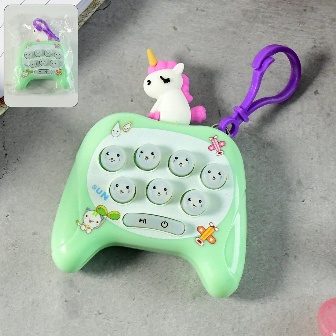 Cartoon Push-Button Musical Keychain Toy - (1 Pc)