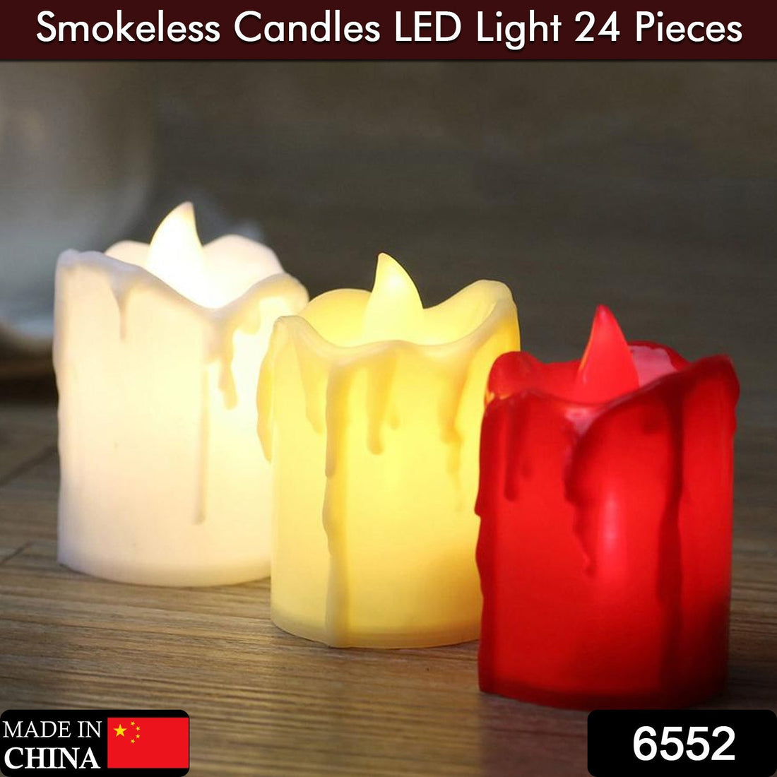 Multicolor flameless candles for decor.