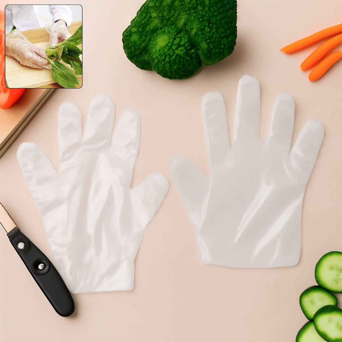 Eco-Friendly Kitchen Hand Gloves, Disposal hand gloves, Free size (100 Pc)