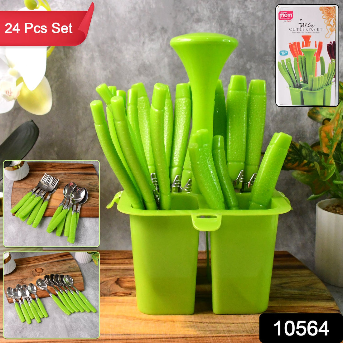 Supermom Premium Fancy Cutlery Set with Holder (24 Pc / Set)