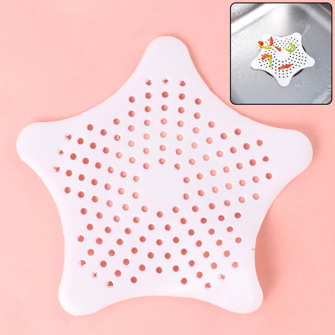 White Silicone Star Shaped Sink Filter Bathroom Hair Catcher Drain Strainers for Basin