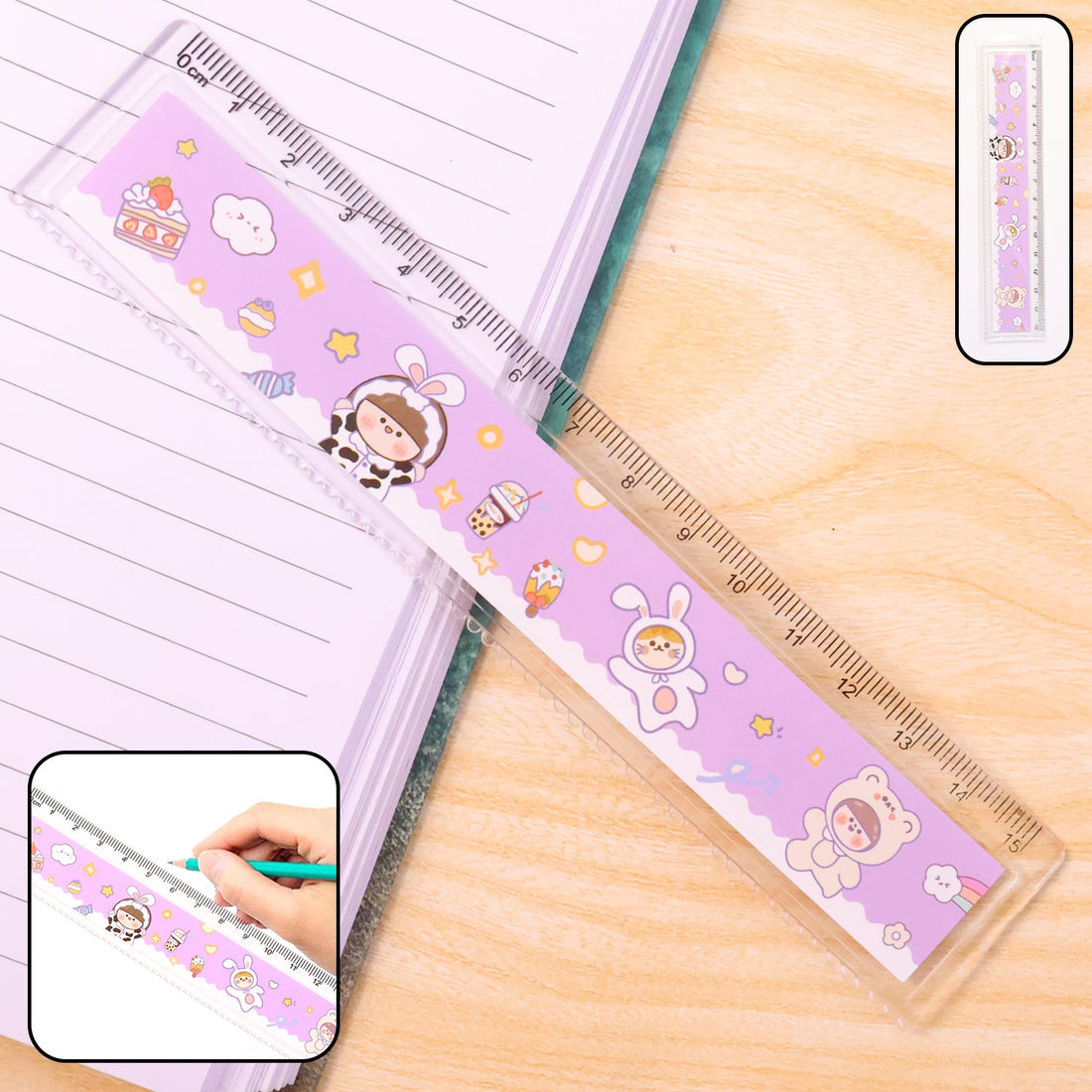 Premium Cute Cartoon Plastic Ruler for Kids (1 Pc)