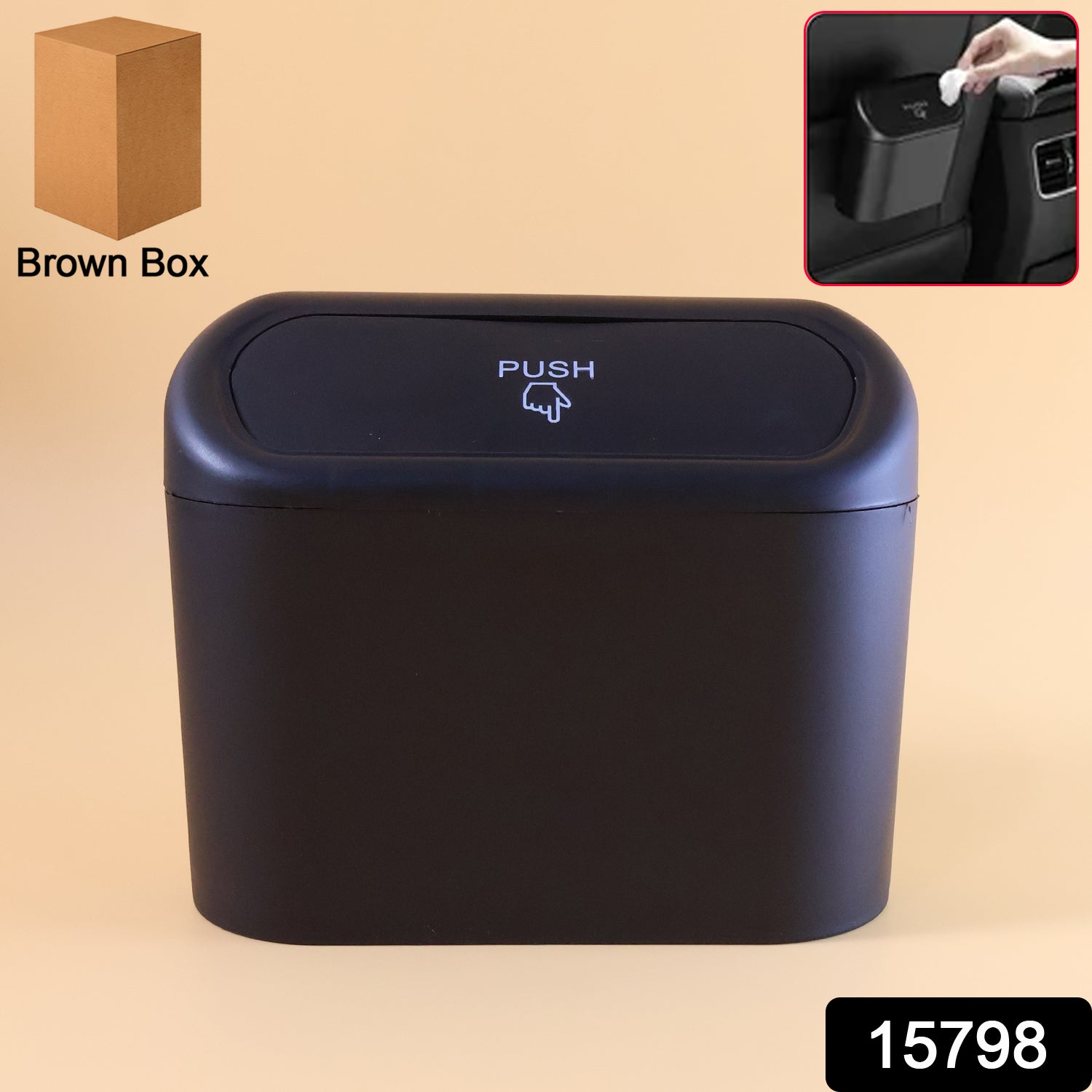 Mini Car Trash Can with Lid, Waterproof Car Trash Bin Storage Box (1 Pc)