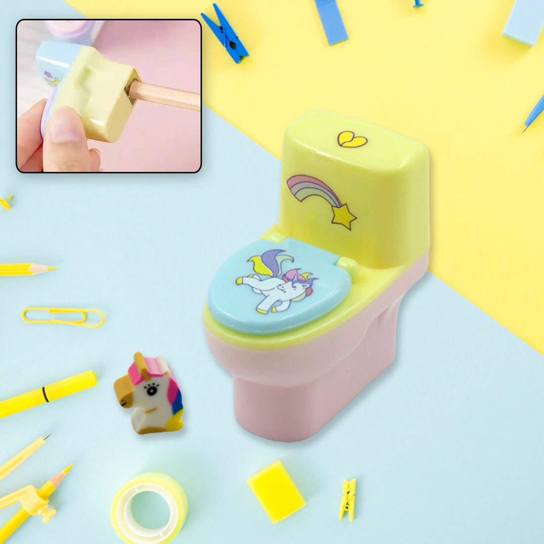 Fun & Functional! Toilet Sharpener with Eraser (2 Pc Set)