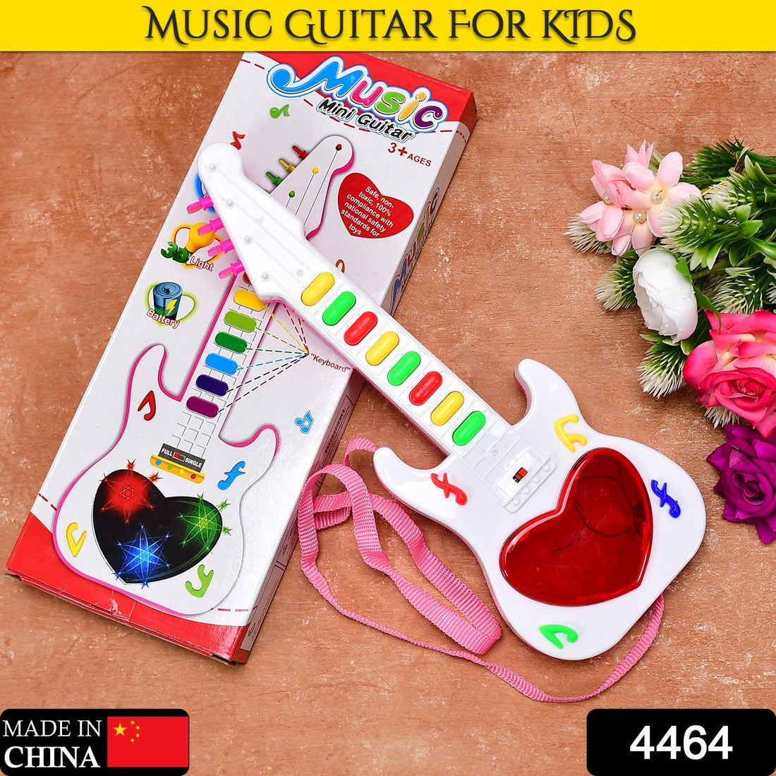 Battery Operated Musical Instruments Mini Guitar Toys and Light for 3+Years Old Kids.