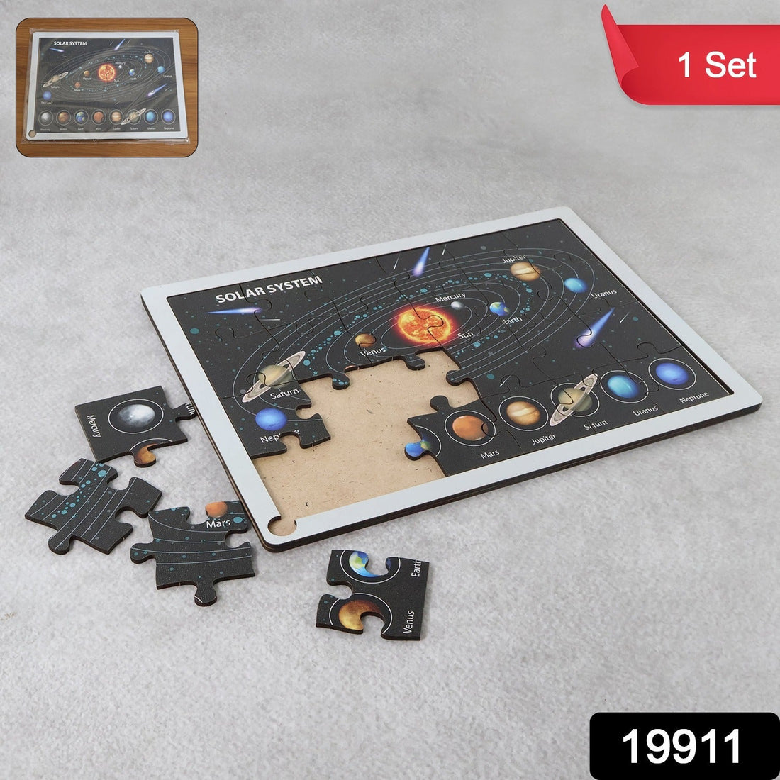 Wooden Solar System Puzzle for Kids - (1 Set)