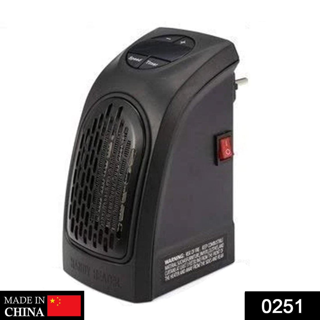 Compact 400W mini plug-in heater for quick room heating.