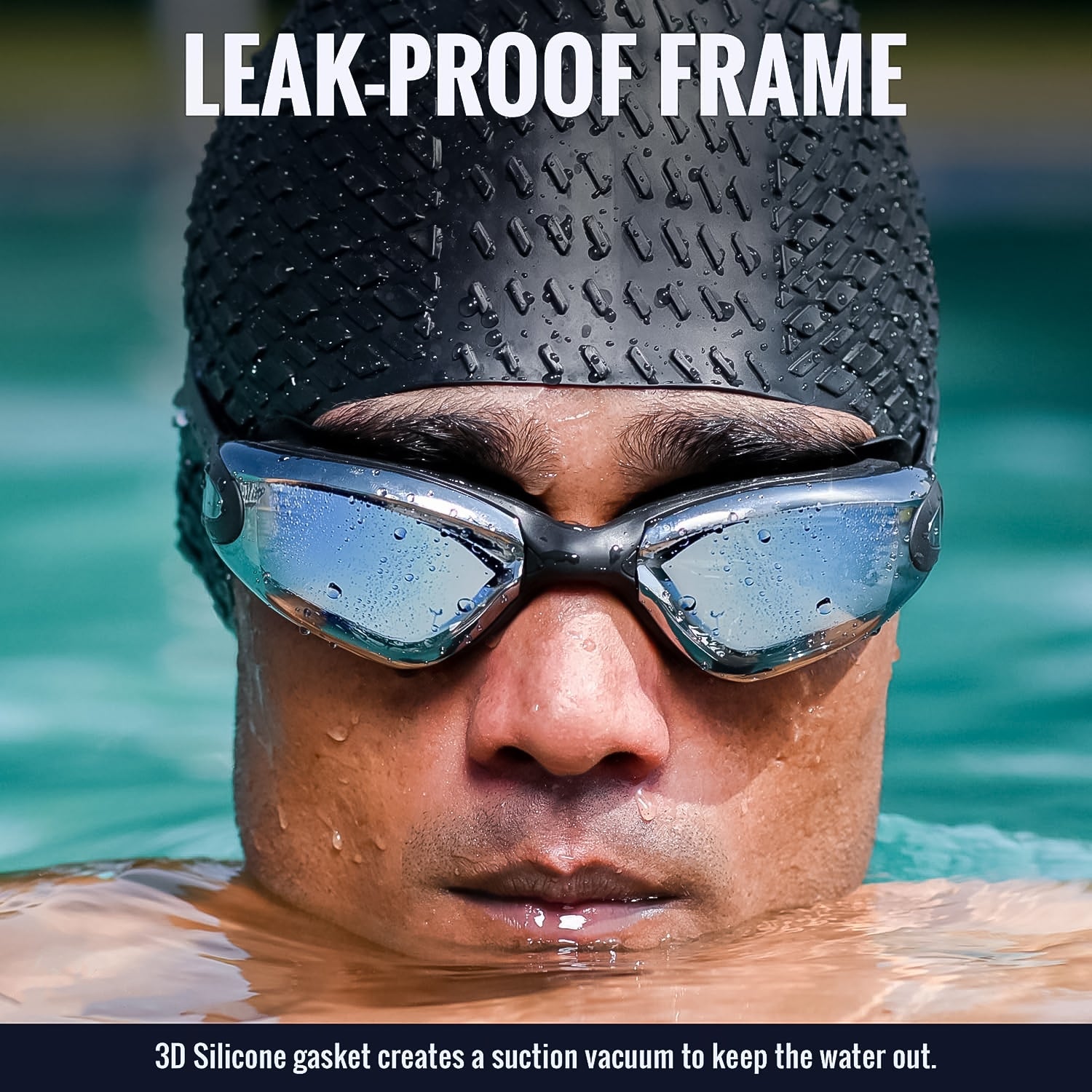 Knx Professional Anti-Fog UV Protection Swimming Goggles with Mirrored Lenses and Earplugs