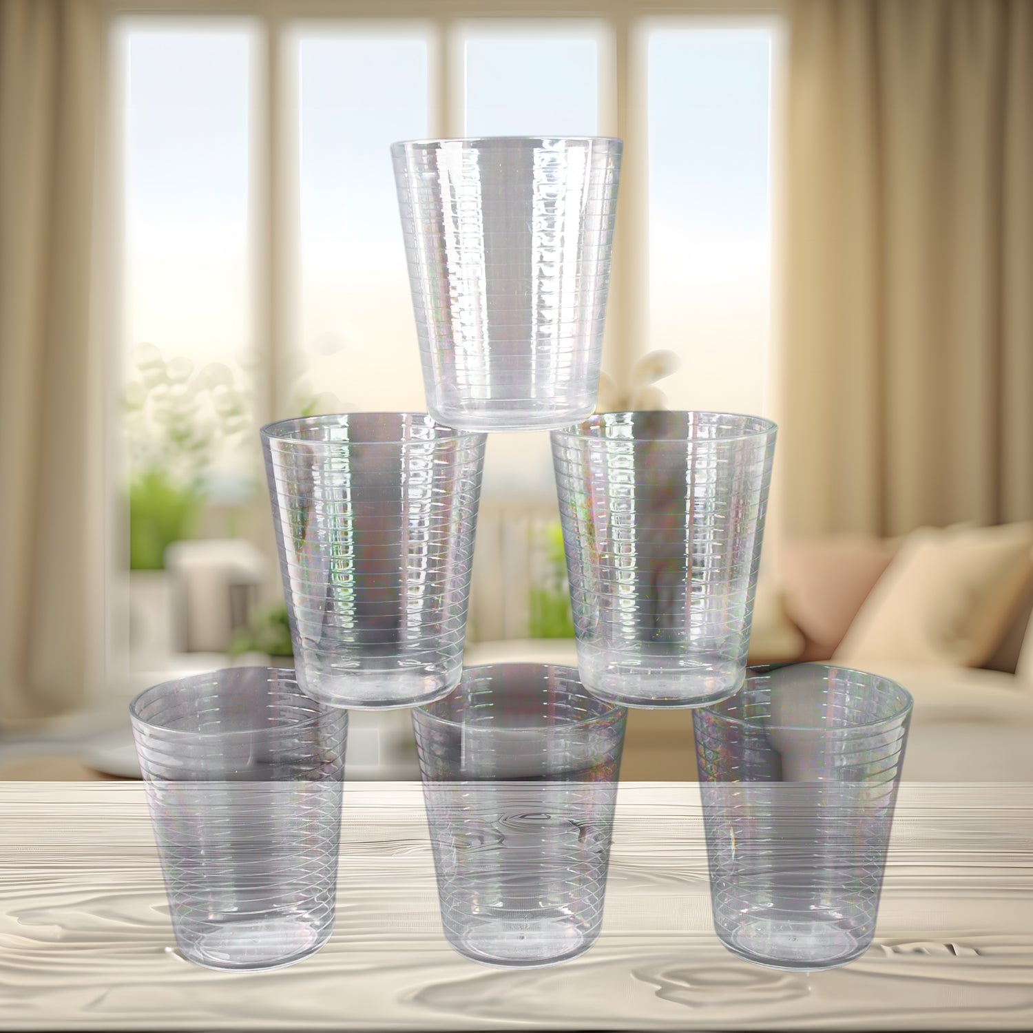 Apex Pyramid Ringo Plastic Glass – 300ml Approx | Durable, Crystal-Clear Tumbler