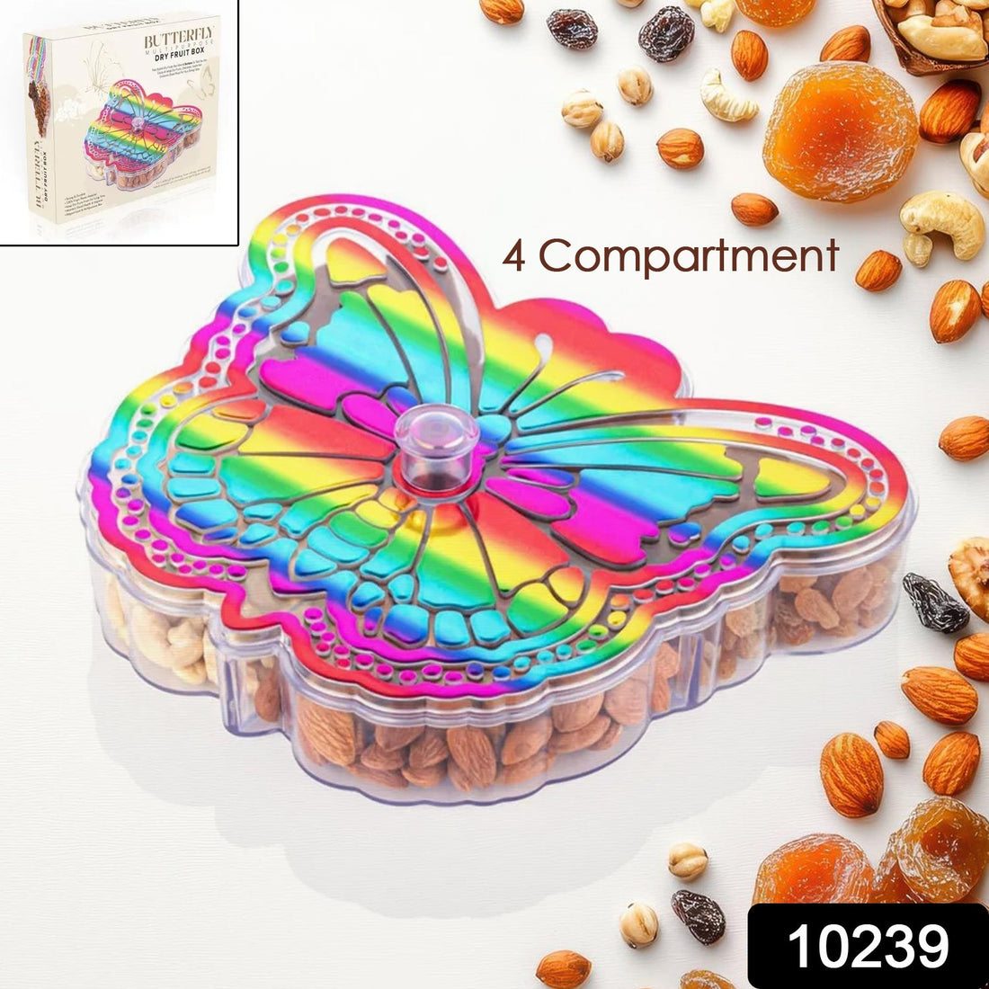 Multipurpose Silver Dry Fruit Storage Box with Dividers