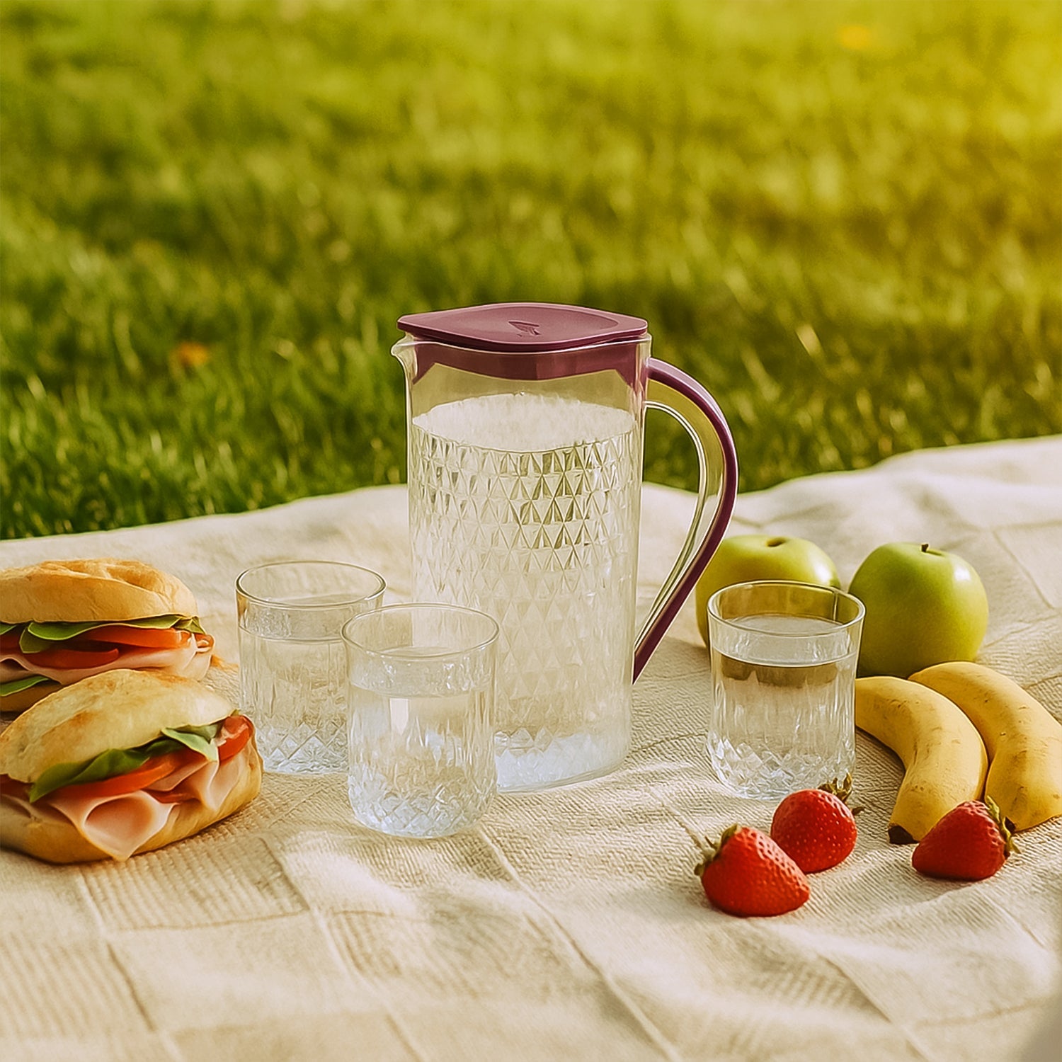 Supermom ROMA Plastic Jug with Glasses Combo Set (5 Pc)